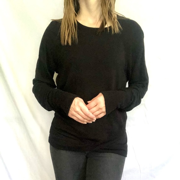 Athleta black criss cross hem sweatshirt sweater lightweight women’s size XXS - Picture 3 of 8